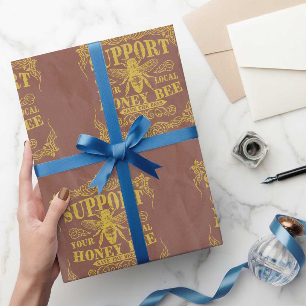 Funny Beekeeping Wrapping Paper Roll Support Your Local Honey Bee Beekeeper TS11 Mocha Print Your Wear