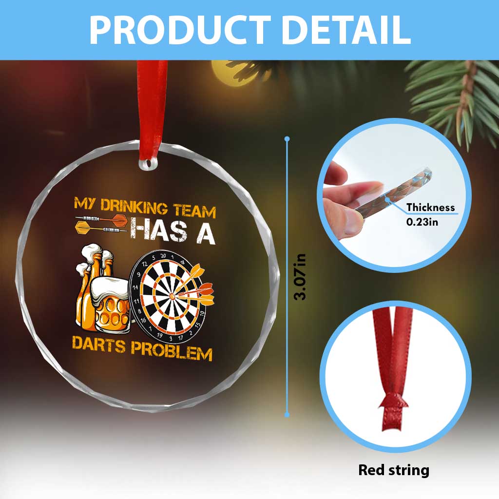 Funny Beer Drinking Darts Problem Crystal Glass Ornament Dart Player Team Gift TS12 Print Your Wear