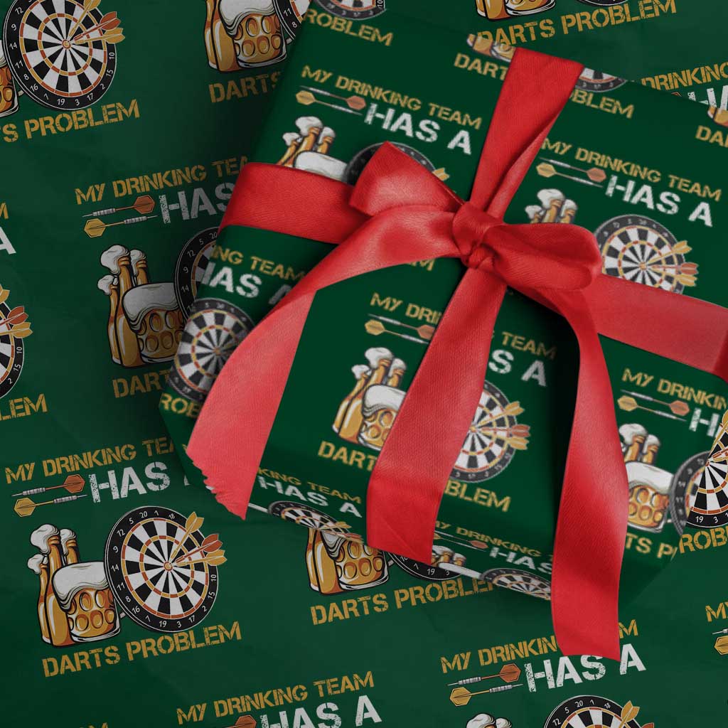 Funny Beer Drinking Darts Problem Wrapping Paper Roll Dart Player Team Gift TS12 Green Print Your Wear