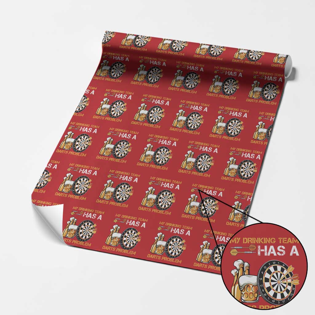 Funny Beer Drinking Darts Problem Wrapping Paper Roll Dart Player Team Gift TS12 Red Print Your Wear