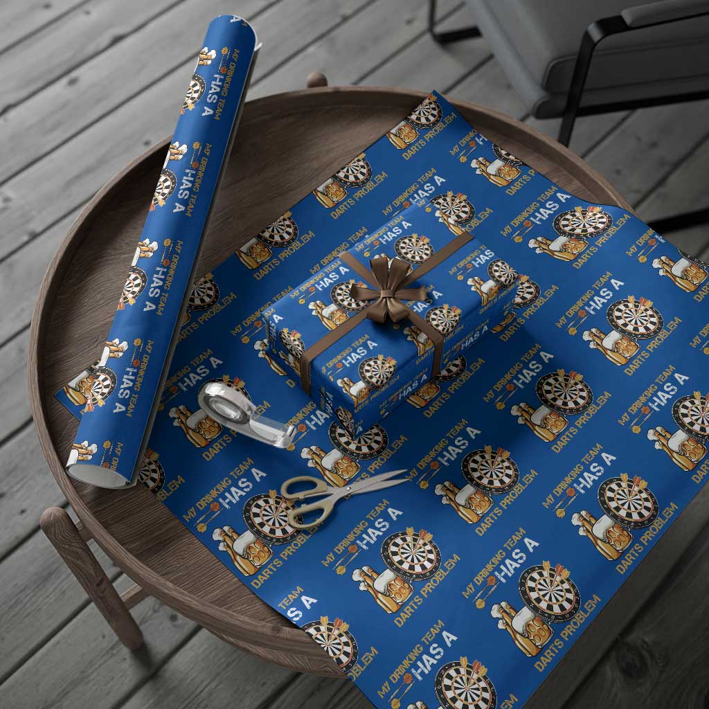 Funny Beer Drinking Darts Problem Wrapping Paper Roll Dart Player Team Gift TS12 Blue Print Your Wear