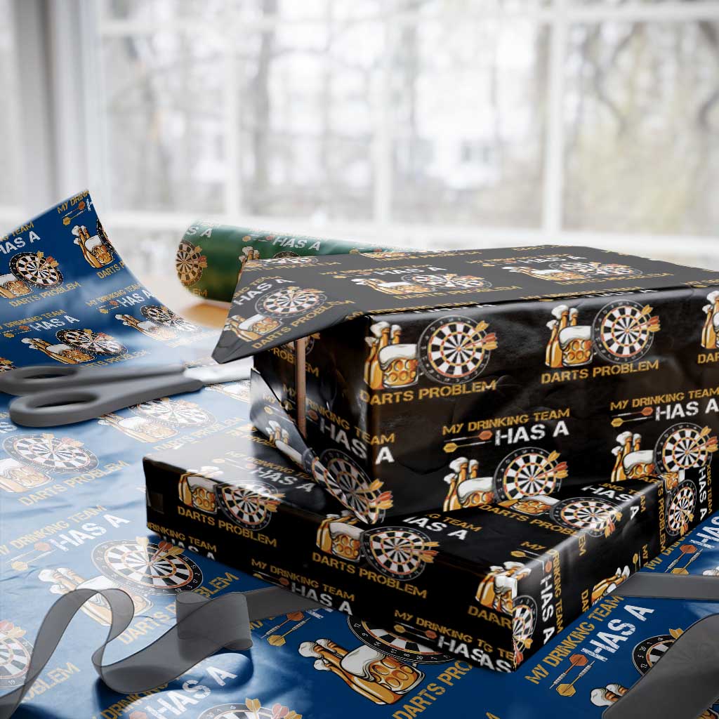 Funny Beer Drinking Darts Problem Wrapping Paper Roll Dart Player Team Gift TS12 Black Print Your Wear