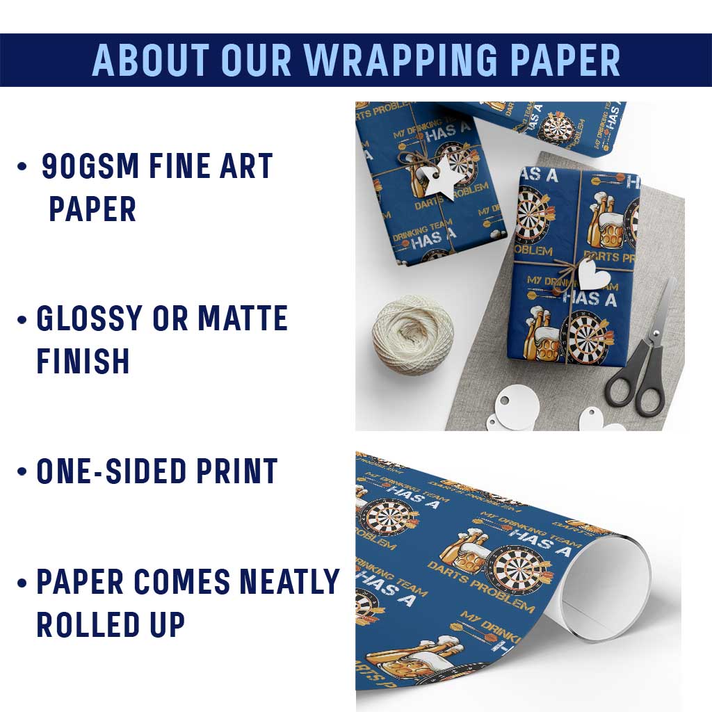 Funny Beer Drinking Darts Problem Wrapping Paper Roll Dart Player Team Gift TS12 Print Your Wear