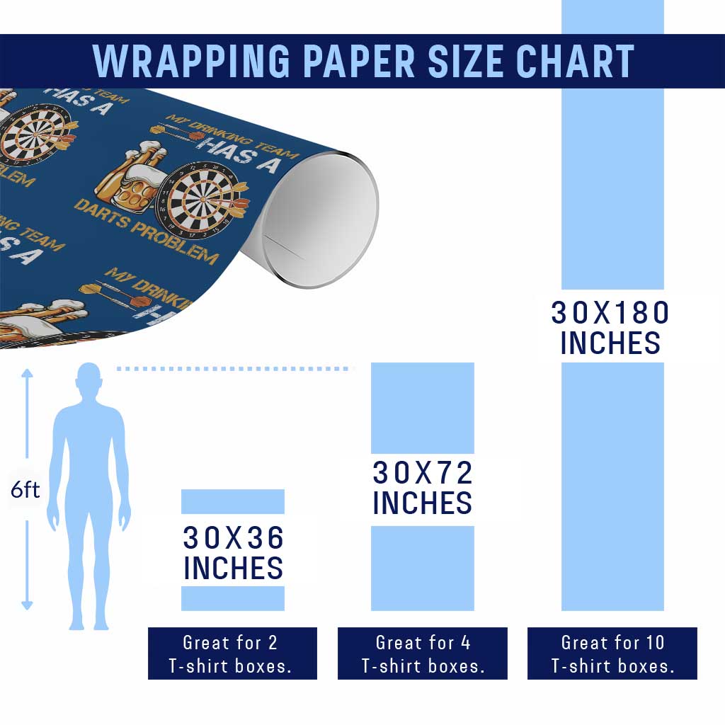 Funny Beer Drinking Darts Problem Wrapping Paper Roll Dart Player Team Gift TS12 Print Your Wear