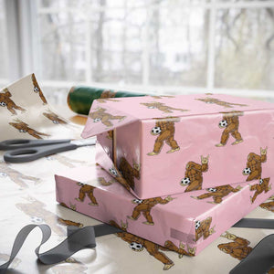Funny Bigfoot Soccer Player Wrapping Paper Roll Folklore Cryptid Gift TS12 Light Pink Print Your Wear