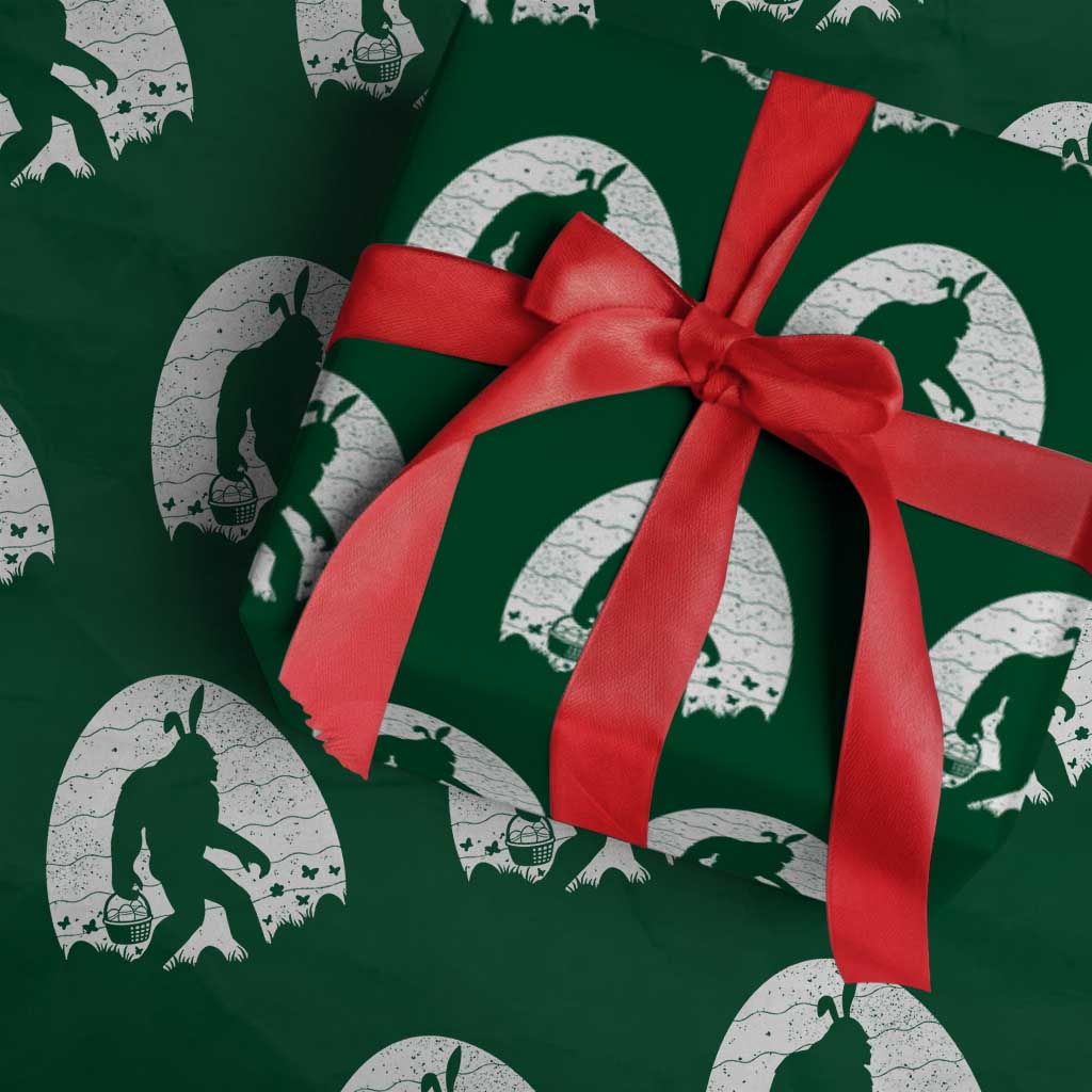 Funny Bigfot Easter Wrapping Paper Roll Sasquatch Rabbit Night Stroll Moon Egg TS14 Green Print Your Wear