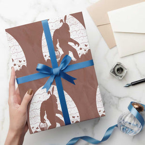 Funny Bigfot Easter Wrapping Paper Roll Sasquatch Rabbit Night Stroll Moon Egg TS14 Mocha Print Your Wear