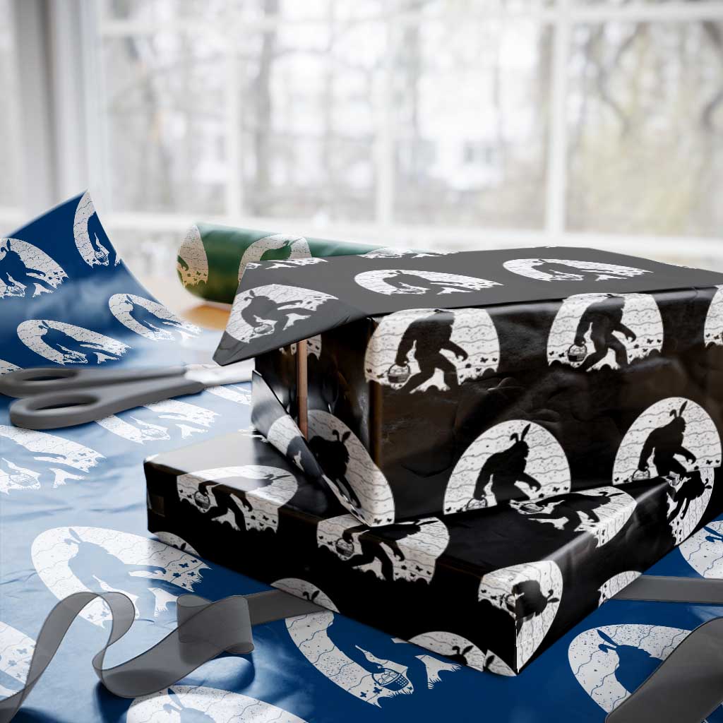 Funny Bigfot Easter Wrapping Paper Roll Sasquatch Rabbit Night Stroll Moon Egg TS14 Black Print Your Wear