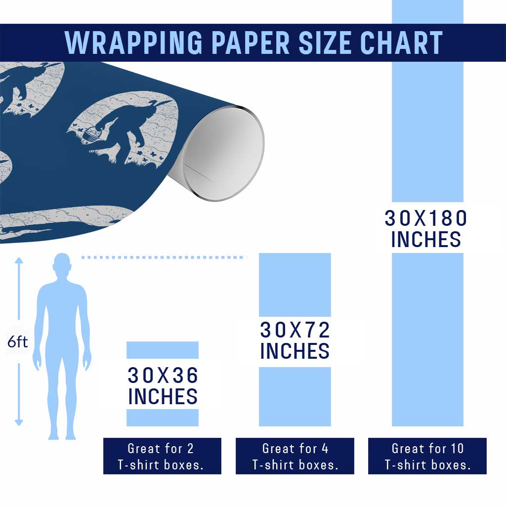 Funny Bigfot Easter Wrapping Paper Roll Sasquatch Rabbit Night Stroll Moon Egg TS14 Print Your Wear