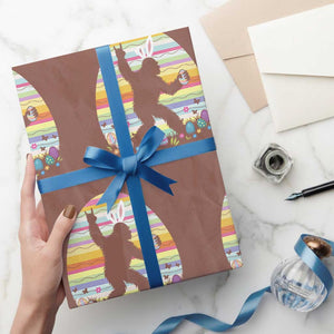 Funny Bigfot Easter Wrapping Paper Roll Sasquatch Rock On Rabbit TS14 Mocha Print Your Wear