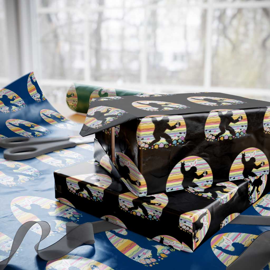 Funny Bigfot Easter Wrapping Paper Roll Sasquatch Rock On Rabbit TS14 Black Print Your Wear