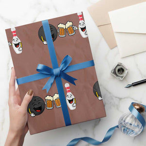 Funny Bowling And Beer Lover Gift Wrapping Paper Roll TS12 Mocha Print Your Wear