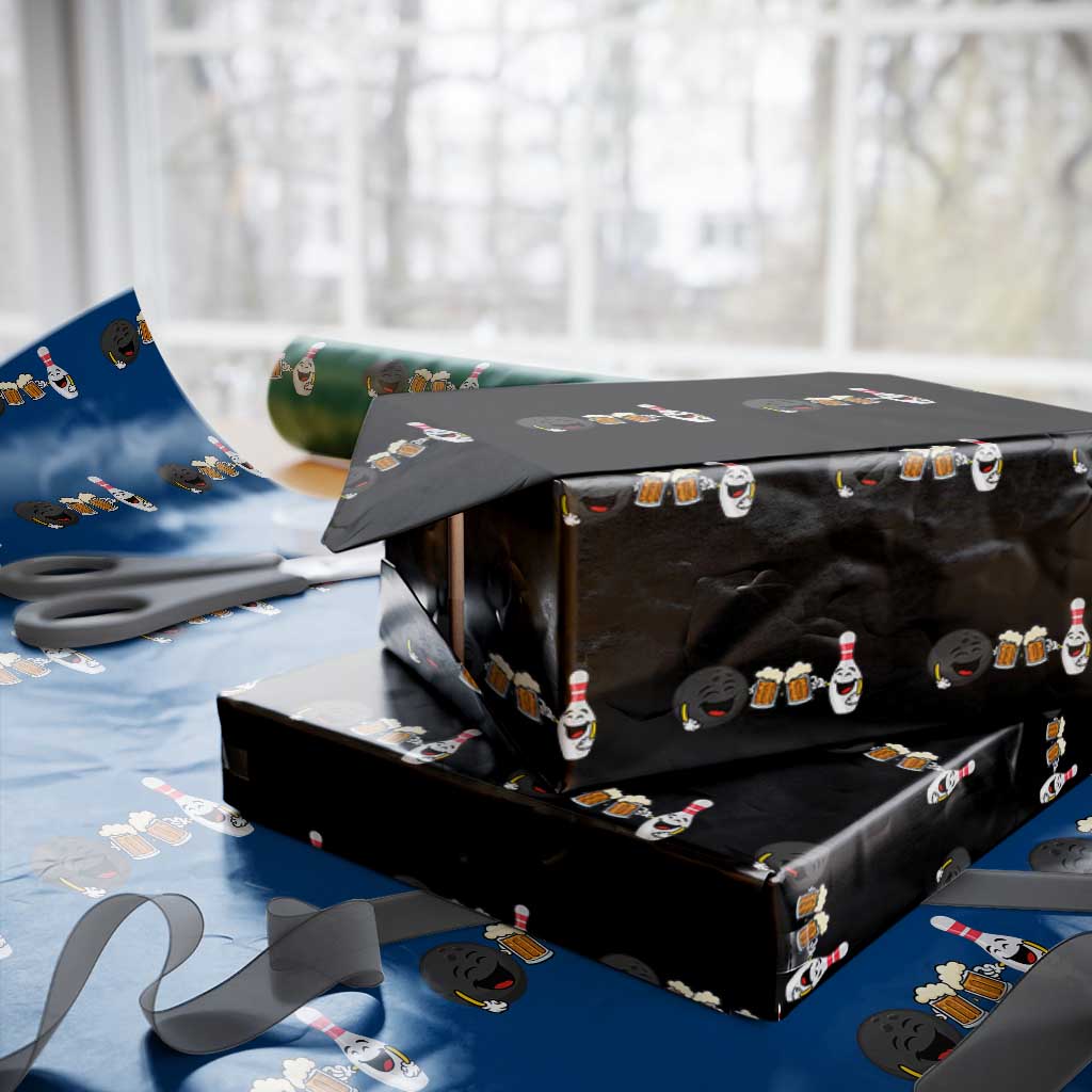Funny Bowling And Beer Lover Gift Wrapping Paper Roll TS12 Black Print Your Wear