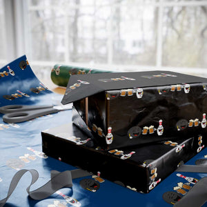 Funny Bowling And Beer Lover Gift Wrapping Paper Roll TS12 Black Print Your Wear