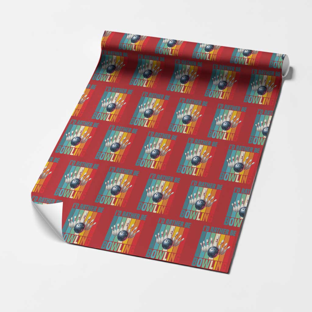 Funny Bowling Quote Wrapping Paper Roll Id Rather Be Bowling Gift TS12 Red Print Your Wear
