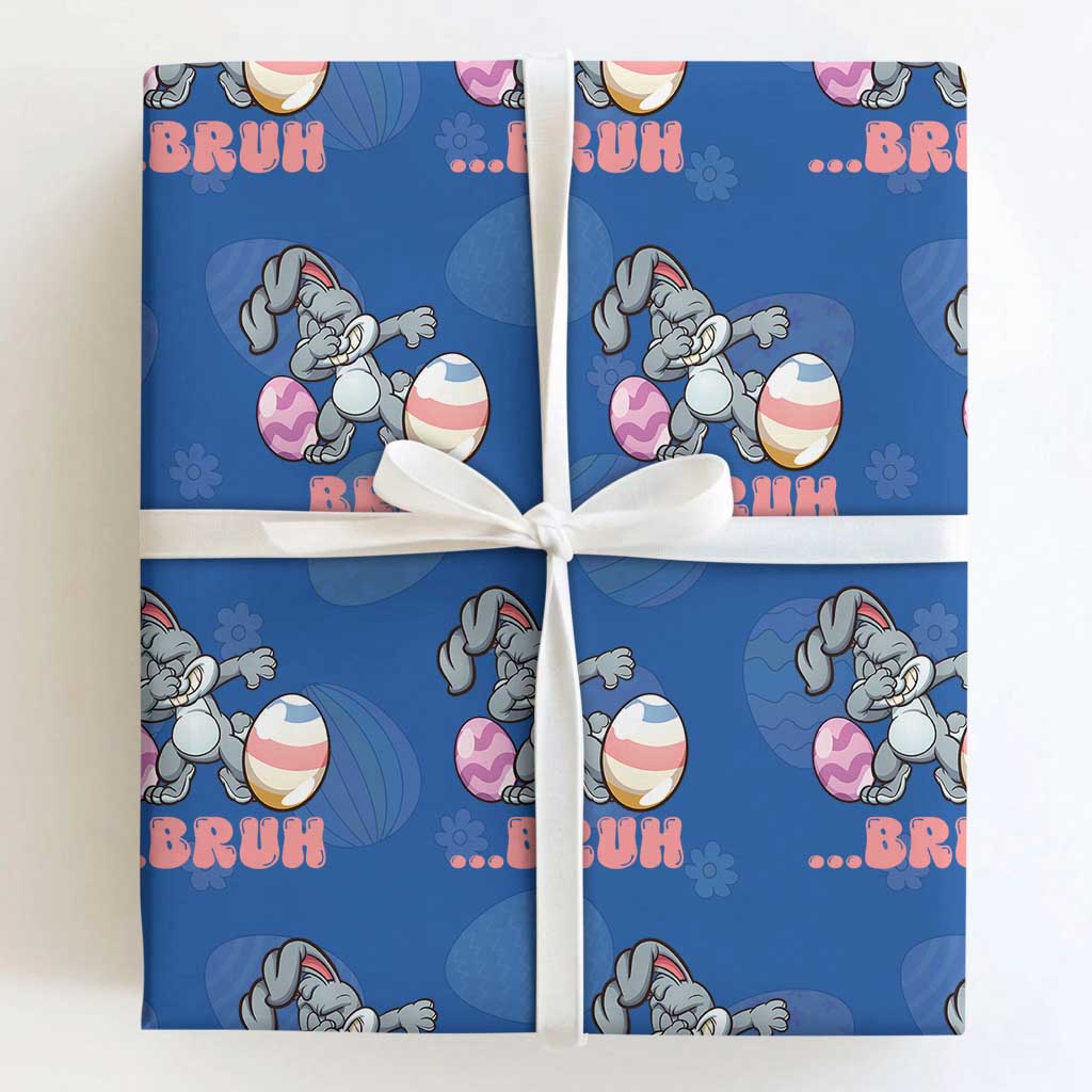 Funny Bruh Dab Rabbit Eggs Easter Day Wrapping Paper Roll TS11 Royal Blue Print Your Wear