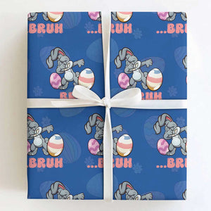 Funny Bruh Dab Rabbit Eggs Easter Day Wrapping Paper Roll TS11 Royal Blue Print Your Wear