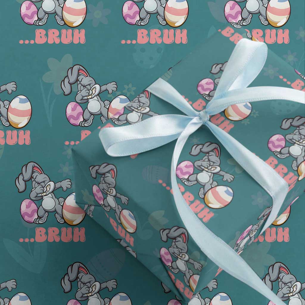 Funny Bruh Dab Rabbit Eggs Easter Day Wrapping Paper Roll TS11 Teal Print Your Wear