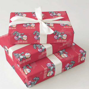 Funny Bruh Dab Rabbit Eggs Easter Day Wrapping Paper Roll TS11 Red Print Your Wear