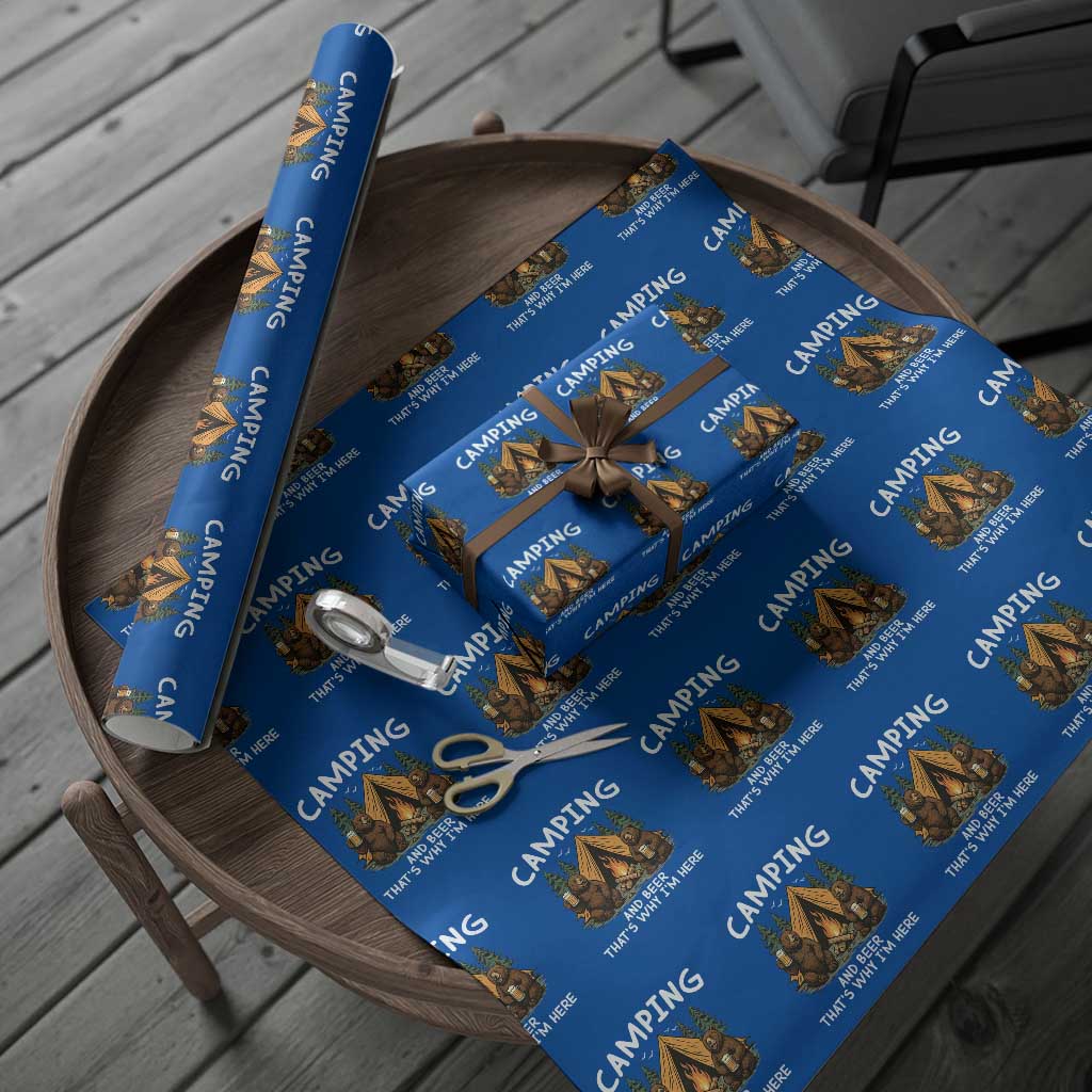 Funny Camping Beer Wrapping Paper Roll Bear Drinking Lover Gift TS14 Blue Print Your Wear
