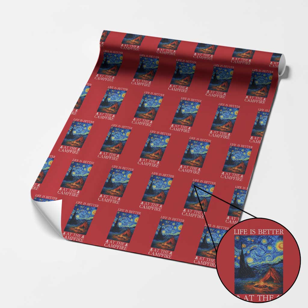 Funny Camping Wrapping Paper Roll Life Is Better At The Campfire TS14 Red Print Your Wear