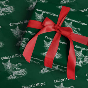 Funny Cat Anti ICE Meme Wrapping Paper Roll TS14 Green Print Your Wear
