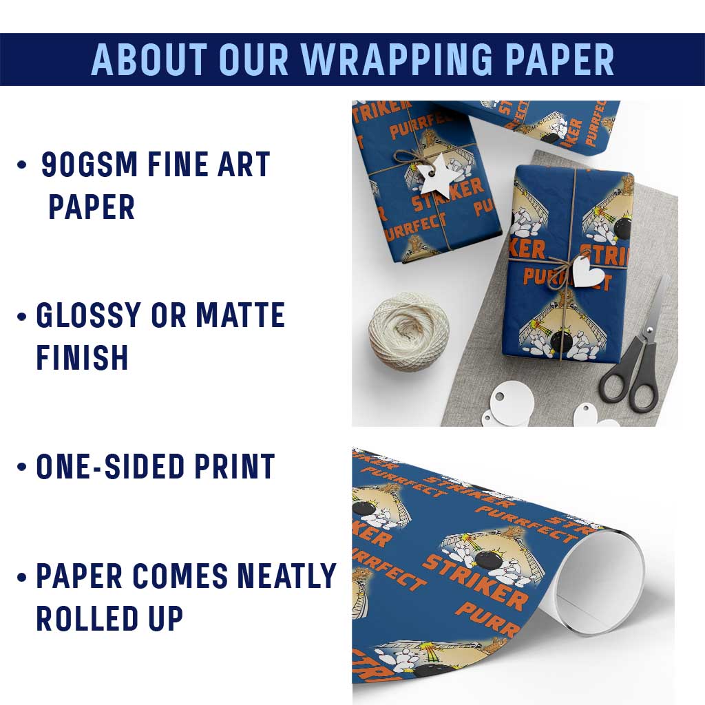 Funny Cat Bowling Gift Wrapping Paper Roll Purrfect Striker TS12 Print Your Wear