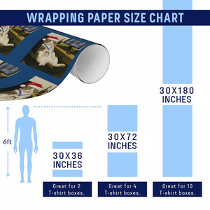 Funny Cat Christmas Wrapping Paper Roll Night Time Security Guard TS14 Print Your Wear