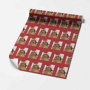 Funny Cat Drinking Wine Xmas Wrapping Paper Roll TS14 Red Print Your Wear