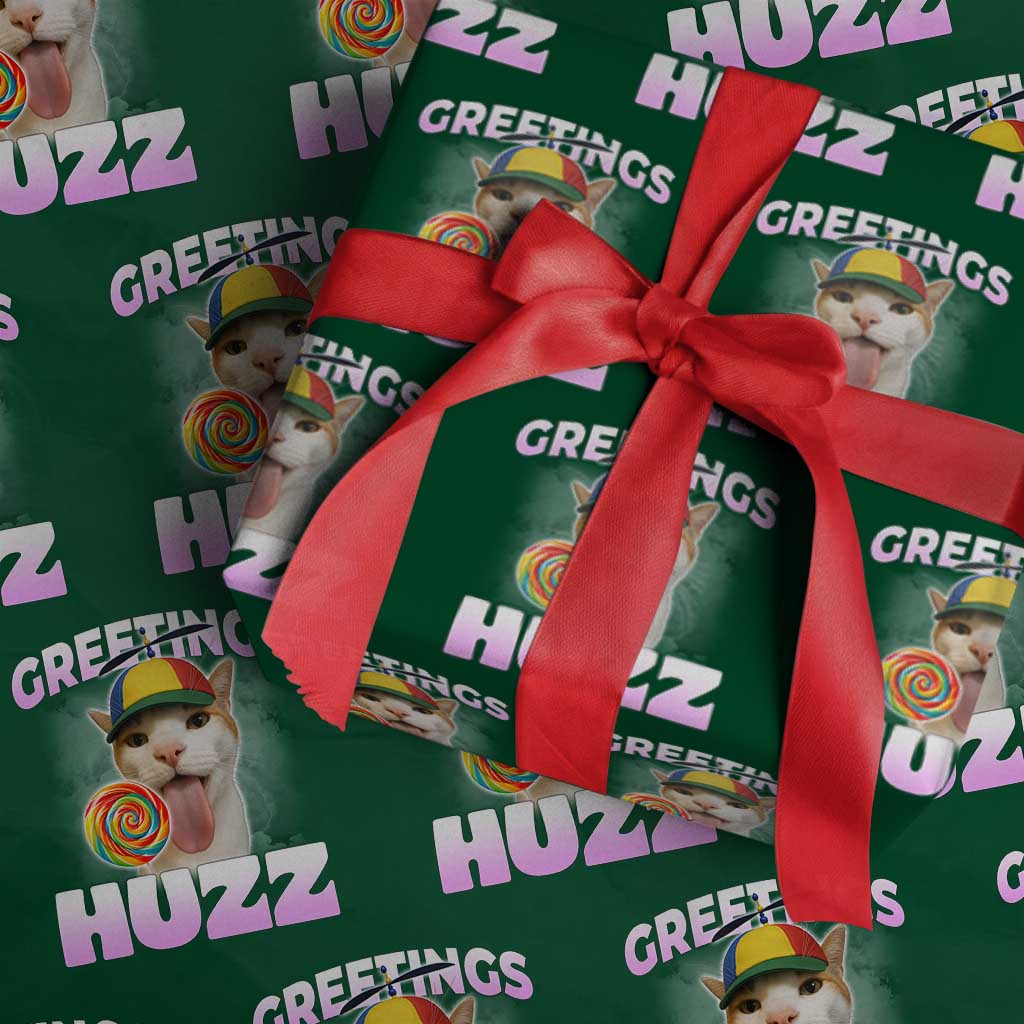 Funny Cat Meme Wrapping Paper Roll Greetings Huzz TS14 Green Print Your Wear
