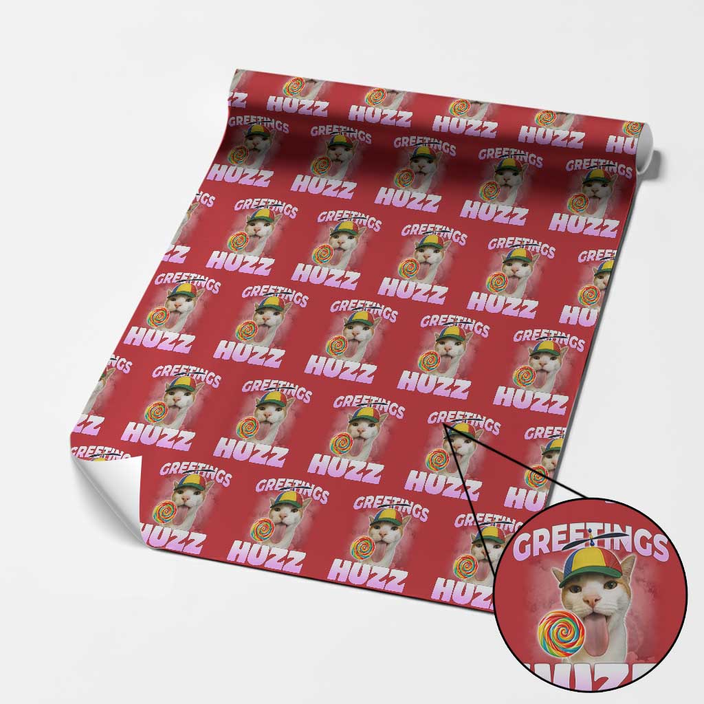Funny Cat Meme Wrapping Paper Roll Greetings Huzz TS14 Red Print Your Wear