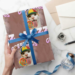 Funny Cat Meme Wrapping Paper Roll Greetings Huzz TS14 Mocha Print Your Wear