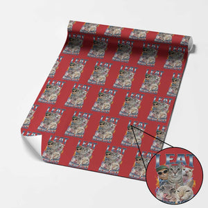 Funny Cat Meme Wrapping Paper Roll I Eat Microplastics TS14 Red Print Your Wear
