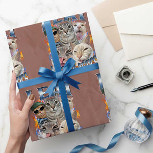 Funny Cat Meme Wrapping Paper Roll I Eat Microplastics TS14 Mocha Print Your Wear