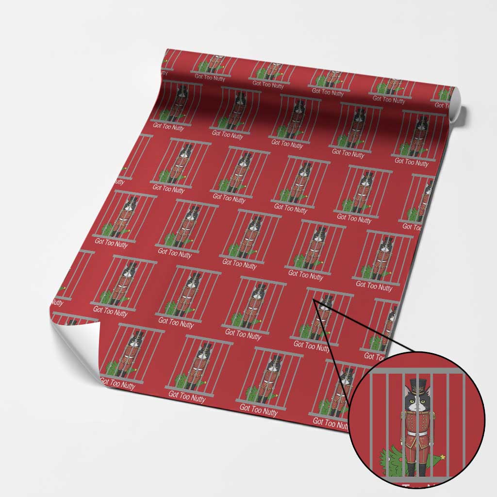 Funny Cat Nutcracker Christmas Wrapping Paper Roll Got Too Nutty TS14 Red Print Your Wear