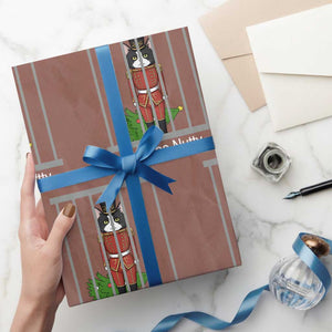 Funny Cat Nutcracker Christmas Wrapping Paper Roll Got Too Nutty TS14 Mocha Print Your Wear