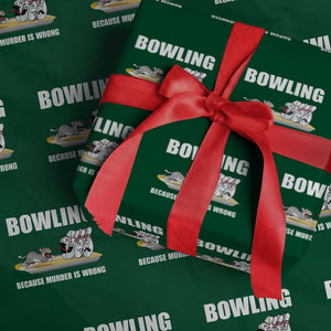 Funny Cat Wrapping Paper Roll Bowling Because Murder Is Wrong Gift TS12 Green Print Your Wear
