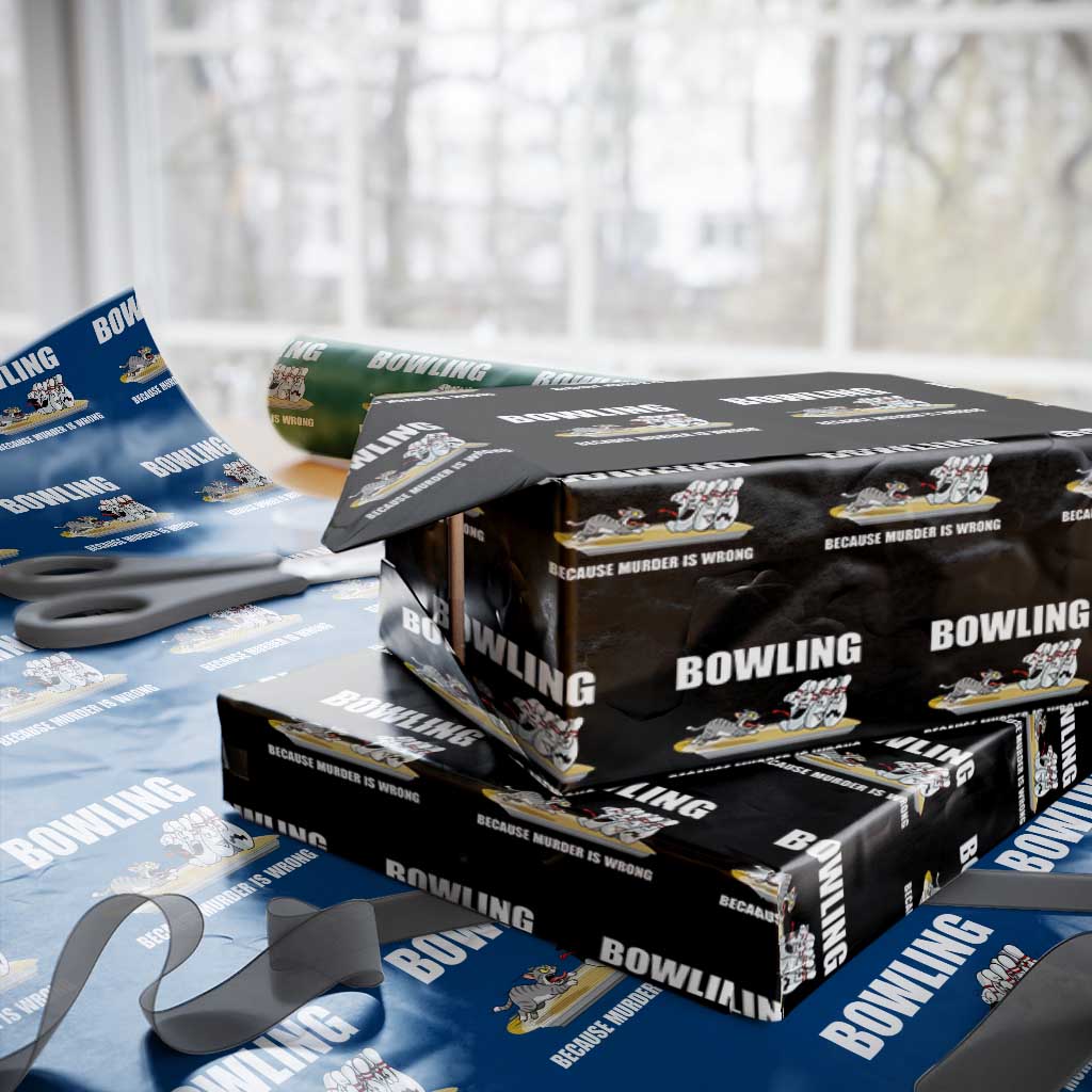 Funny Cat Wrapping Paper Roll Bowling Because Murder Is Wrong Gift TS12 Black Print Your Wear