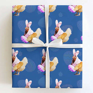 Funny Chicken Bunny Wrapping Paper Roll Happy Easter Eggs Farm TS02 Royal Blue Print Your Wear