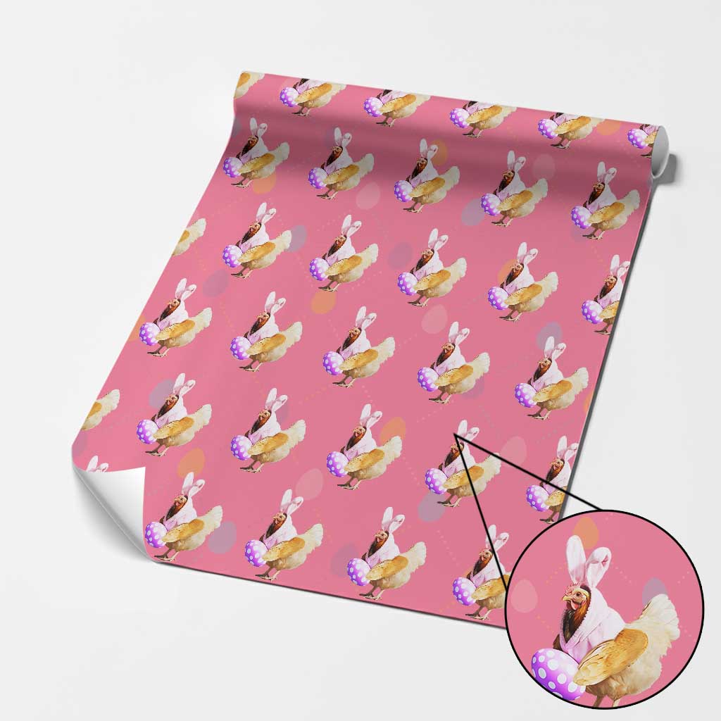 Funny Chicken Bunny Wrapping Paper Roll Happy Easter Eggs Farm TS02 Pink Print Your Wear