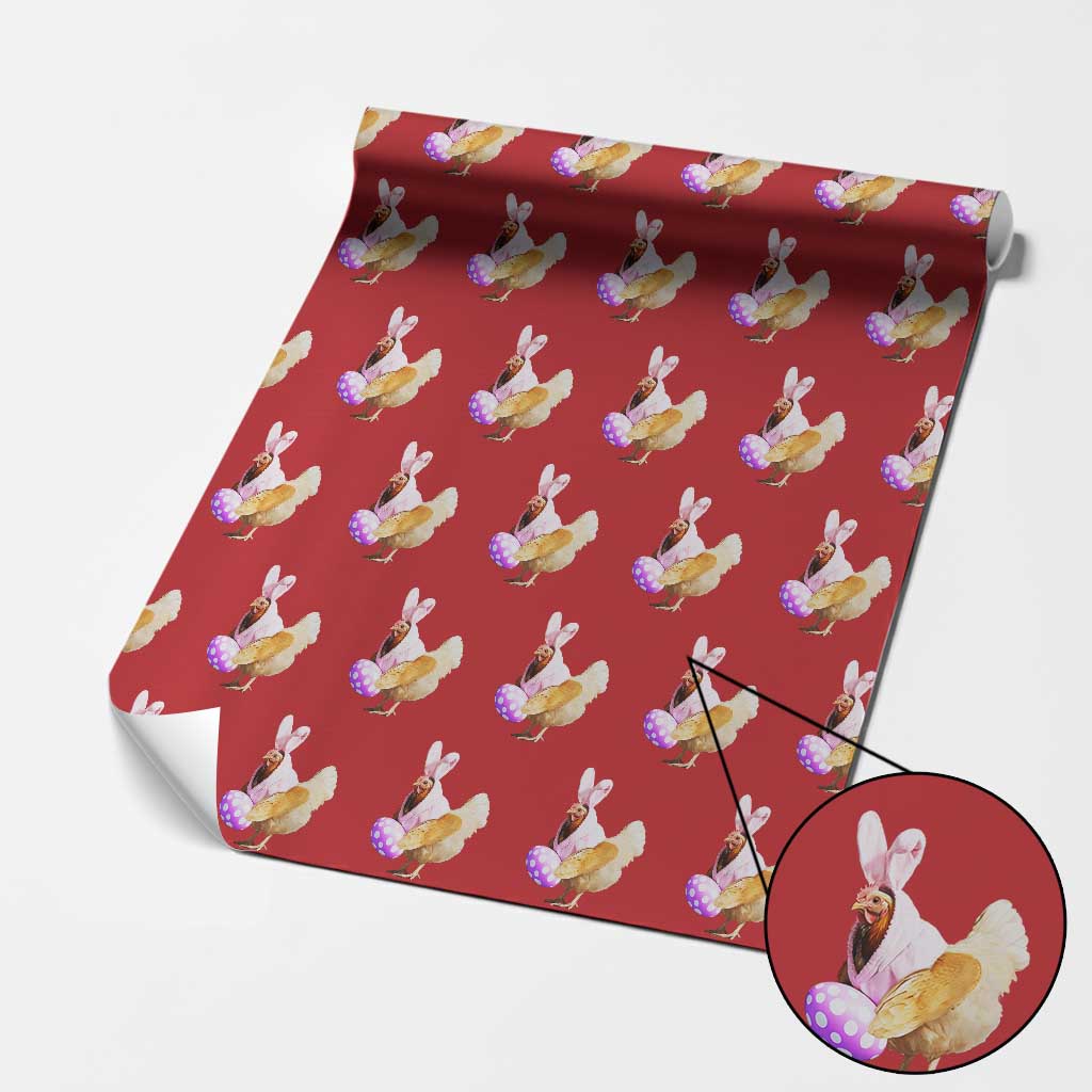 Funny Chicken Bunny Wrapping Paper Roll Happy Easter Eggs Farm TS02 Red Print Your Wear