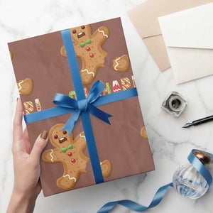 Funny Christmas Gingerbread Wrapping Paper Roll Oh Snap Cookie Baking TS11 Mocha Print Your Wear