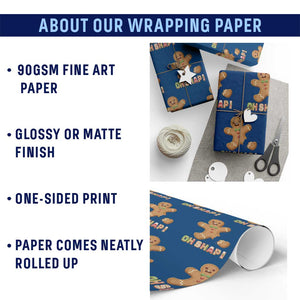 Funny Christmas Gingerbread Wrapping Paper Roll Oh Snap Cookie Baking TS11 Print Your Wear