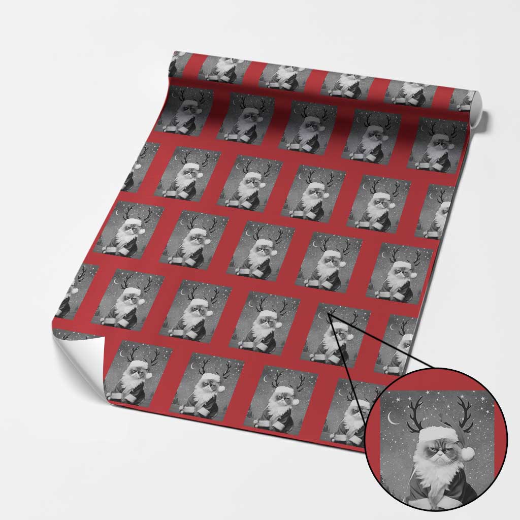 Funny Christmas Santa Grumpy Cat Wrapping Paper Roll TS11 Red Print Your Wear