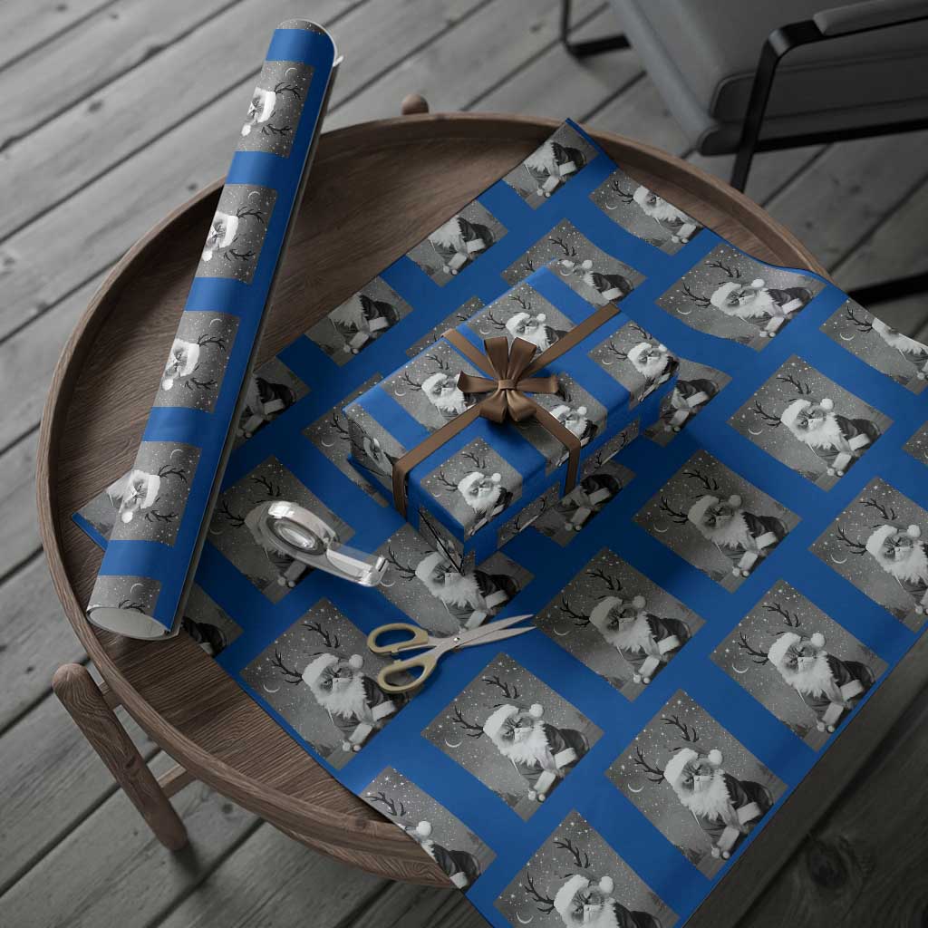 Funny Christmas Santa Grumpy Cat Wrapping Paper Roll TS11 Blue Print Your Wear