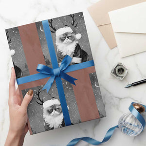 Funny Christmas Santa Grumpy Cat Wrapping Paper Roll TS11 Mocha Print Your Wear