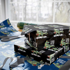 Funny Christmas T-Rex Wrapping Paper Roll Tree Rex Dinosaur Xmas Tree TS11 Black Print Your Wear