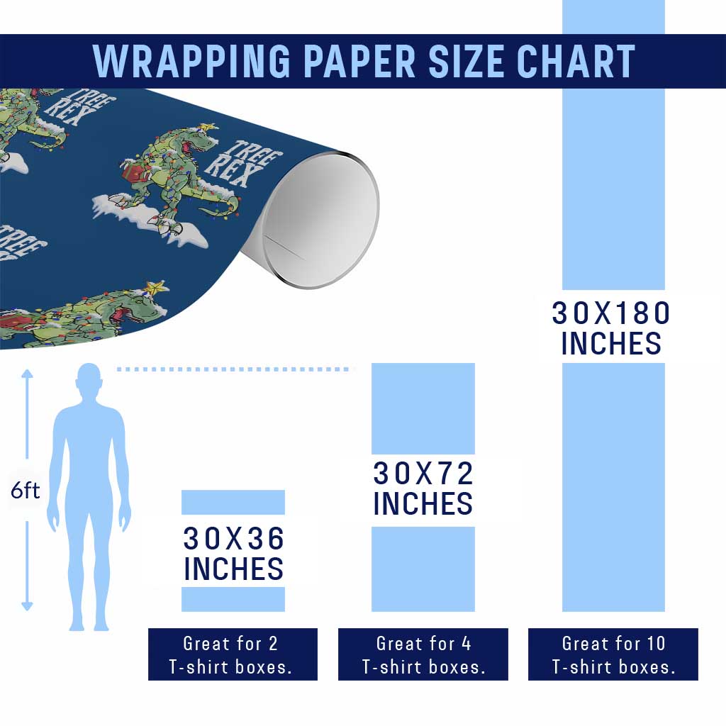 Funny Christmas T-Rex Wrapping Paper Roll Tree Rex Dinosaur Xmas Tree TS11 Print Your Wear