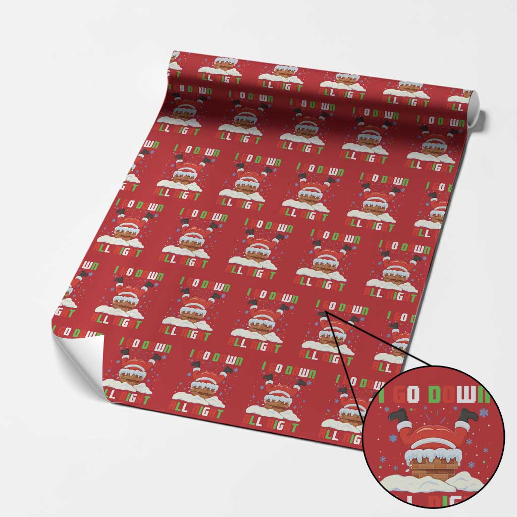Funny Christmas Wrapping Paper Roll I Go Down All Night TS11 Red Print Your Wear