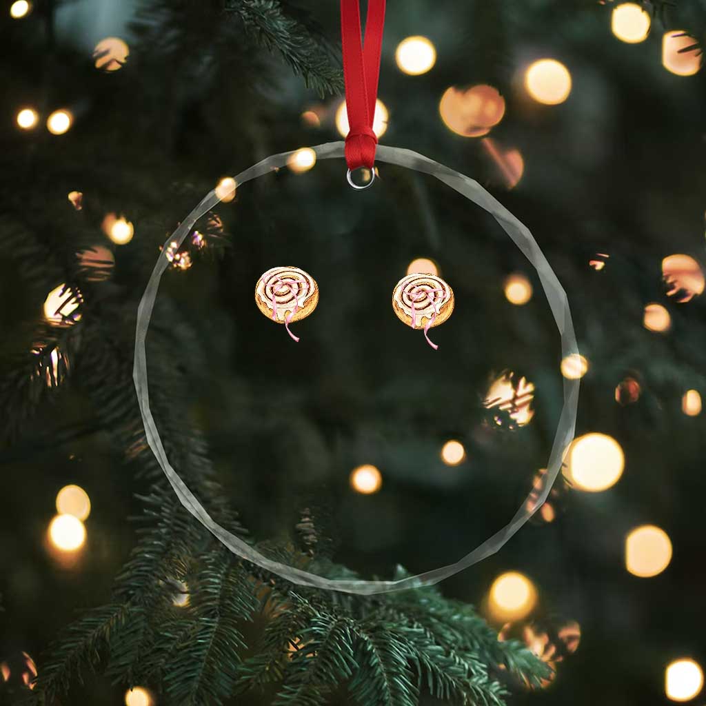 Funny Cinnamon Roll Crystal Glass Ornament Double Bakery Meme TS14 Print Your Wear